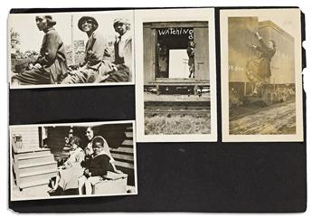 (PHOTOGRAPHY.) Pair of photo albums showing boxcar-riding, gun-toting, cowboy women and more.